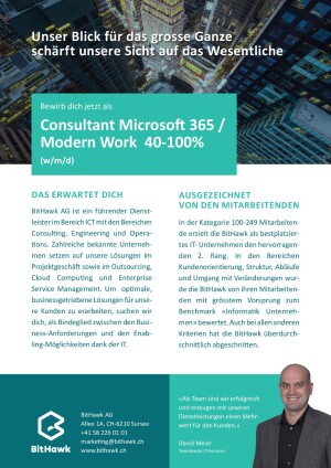 Seite 1 Consultant Microsoft 365 / Modern Work 40 - 100% (w/m/d)