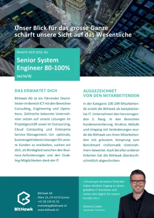 Seite 1 Senior System Engineer im Bereich Engineering 80-100%