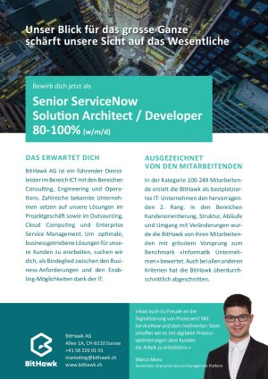 Seite 1 Senior ServiceNow Solution Architect / Developer 80-100% (m/w/d)