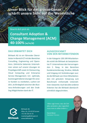 Seite 1 Consultant Adoption &  Change Management (ACM) 40-100% (w/m/d)
