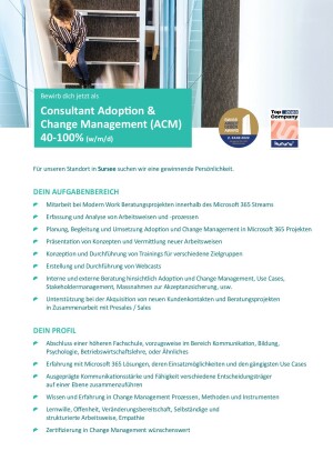 Seite 2 Consultant Adoption &  Change Management (ACM) 40-100% (w/m/d)