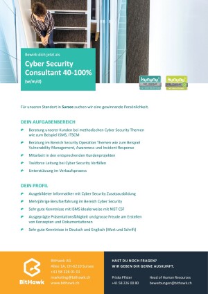 Seite 2 Cyber Security Consultant 40-100% (w/m/d)