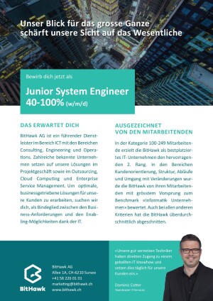 Seite 1 Junior System Engineer  40-100% (w/m/d)