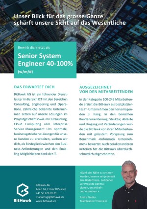 Seite 1 Senior System Engineer 40-100%  (w/m/d)