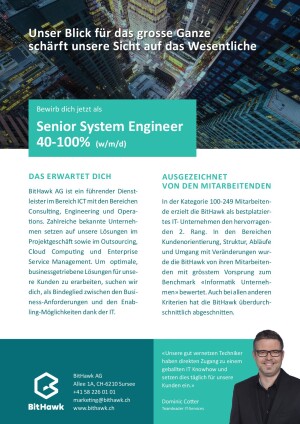 Seite 1 Senior System Engineer  40-100%  (w/m/d)