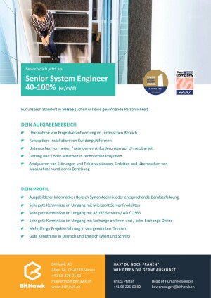 Seite 2 Senior System Engineer  40-100%  (w/m/d)