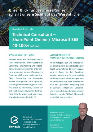 Seite 1 Technical Consultant – SharePoint Online / Microsoft 365 40 - 100% (w/m/d)